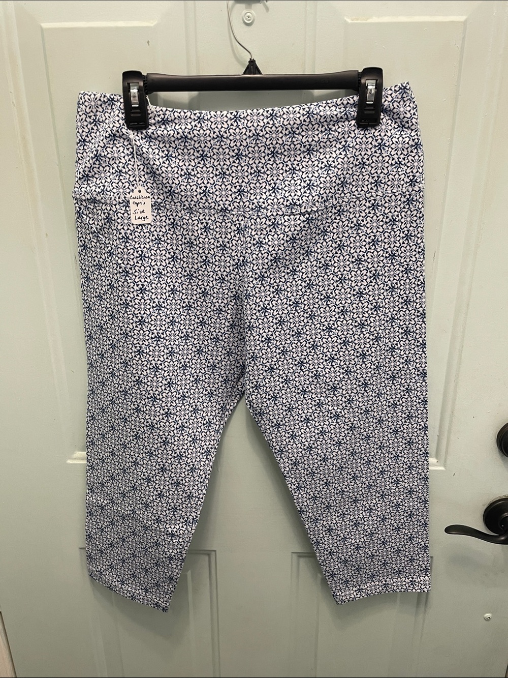 Girls' Navy and White Printed Capri Leggings